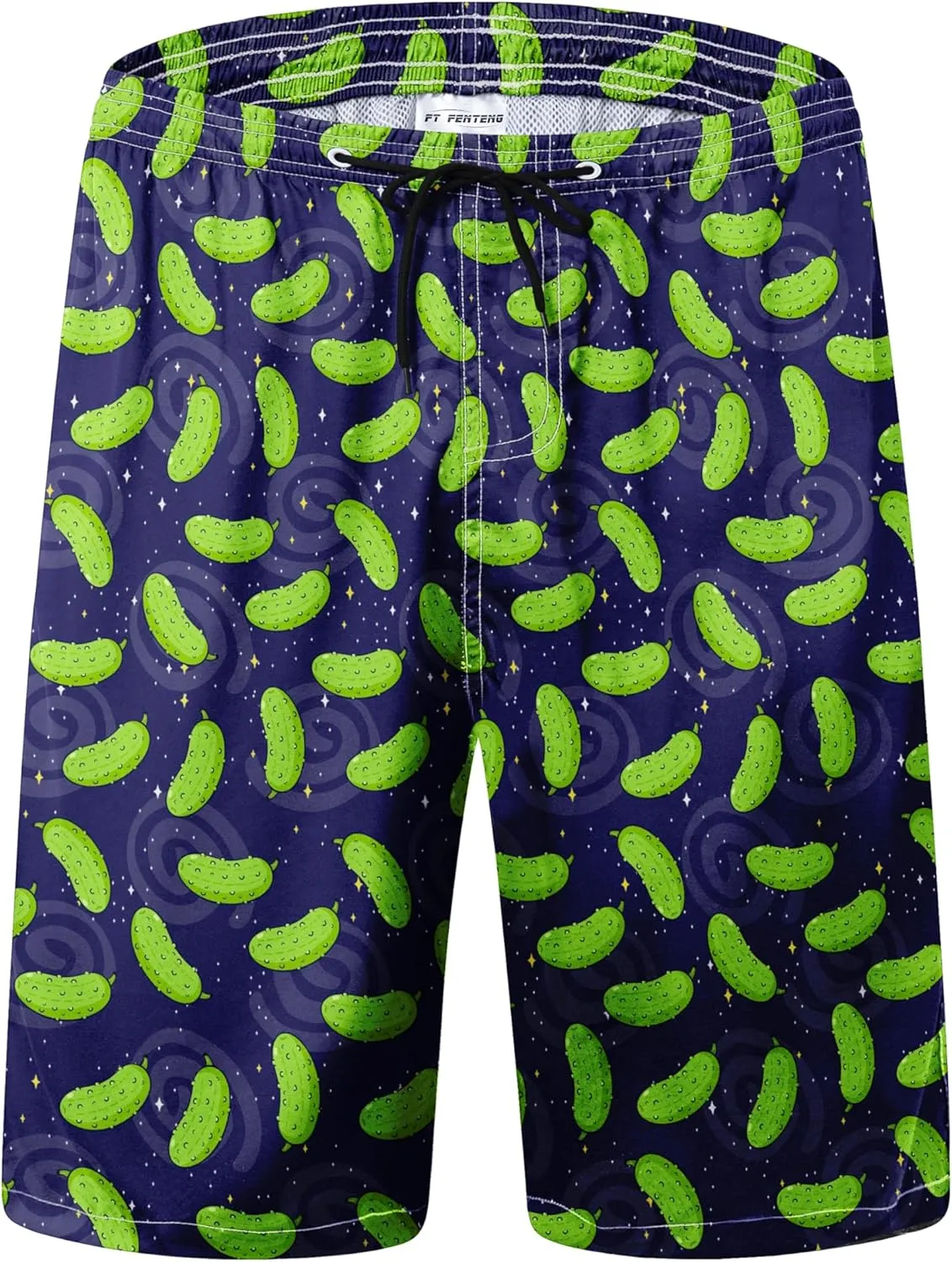 Mens Swim Trunks Quick Dry Board Shorts with Mesh Lining, Breathable Fit Print Beach Shorts Swimwear Bathing Suits