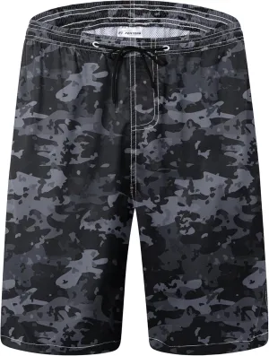 Mens Swim Trunks Quick Dry Board Shorts with Mesh Lining, Breathable Fit Print Beach Shorts Swimwear Bathing Suits