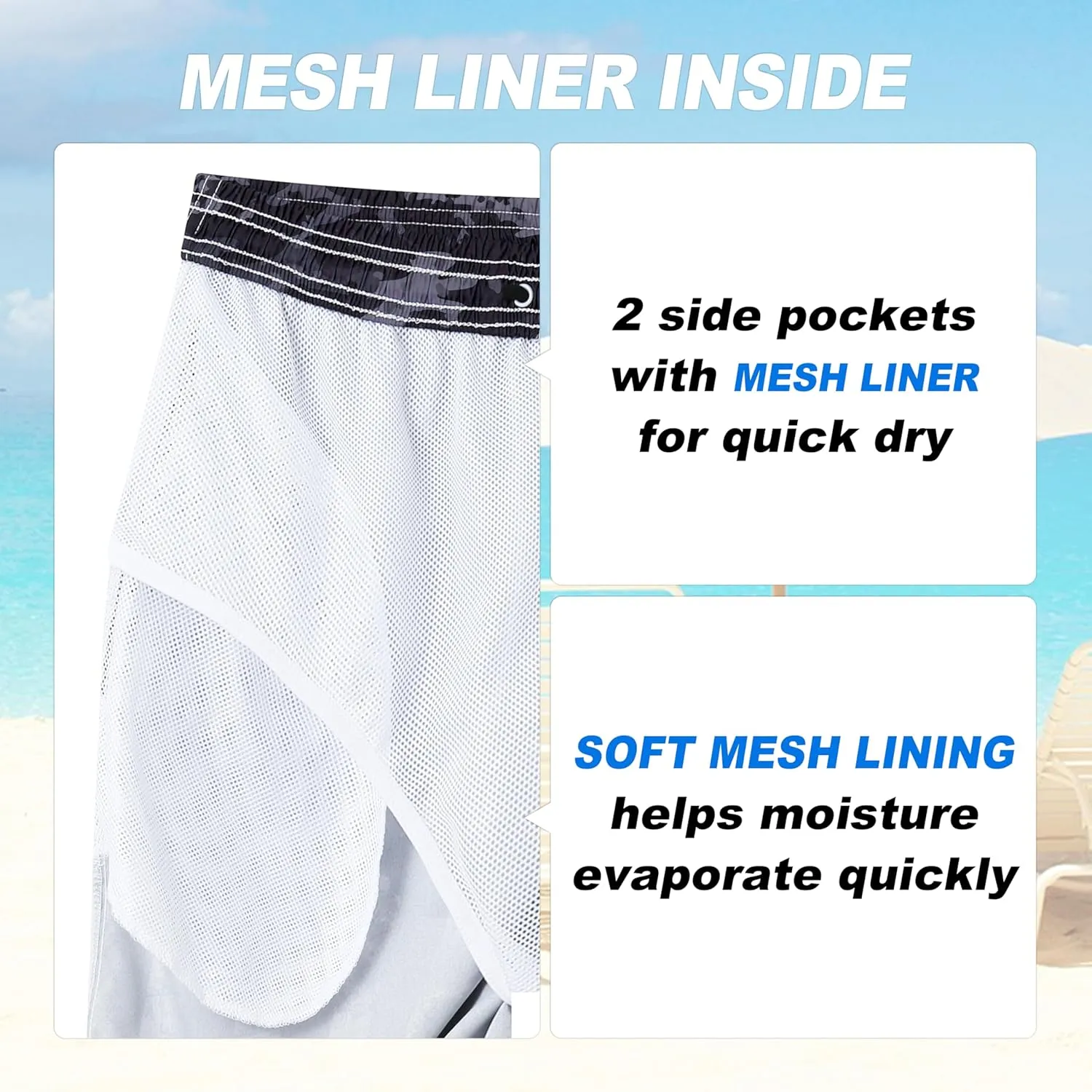 Mens Swim Trunks Quick Dry Board Shorts with Mesh Lining, Breathable Fit Print Beach Shorts Swimwear Bathing Suits