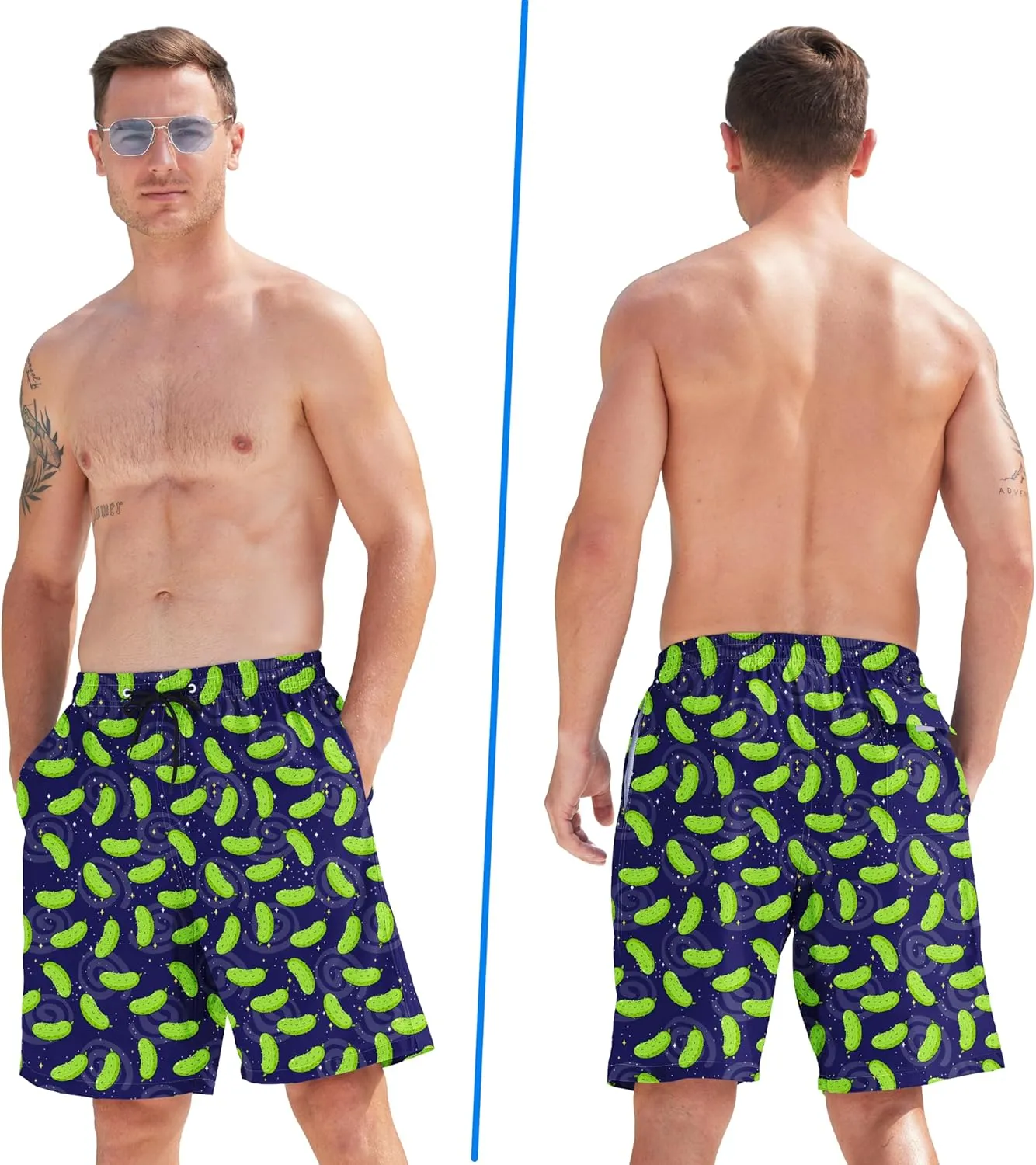 Mens Swim Trunks Quick Dry Board Shorts with Mesh Lining, Breathable Fit Print Beach Shorts Swimwear Bathing Suits