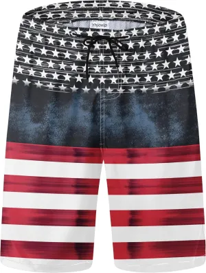 Mens Swim Trunks Quick Dry Board Shorts with Mesh Lining, Breathable Fit Print Beach Shorts Swimwear Bathing Suits