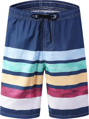 Mens Swim Trunks Quick Dry Board Shorts with Mesh Lining, Breathable Surf Beach Shorts Swimwear Bathing Suits