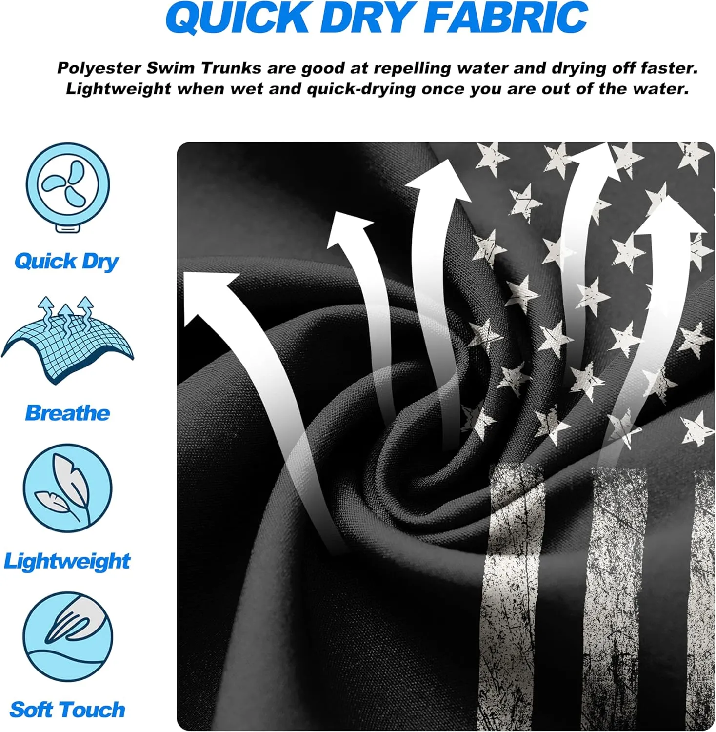 Mens Swim Trunks Quick Dry Board Shorts with Mesh Lining, Breathable Surf Beach Shorts Swimwear Bathing Suits