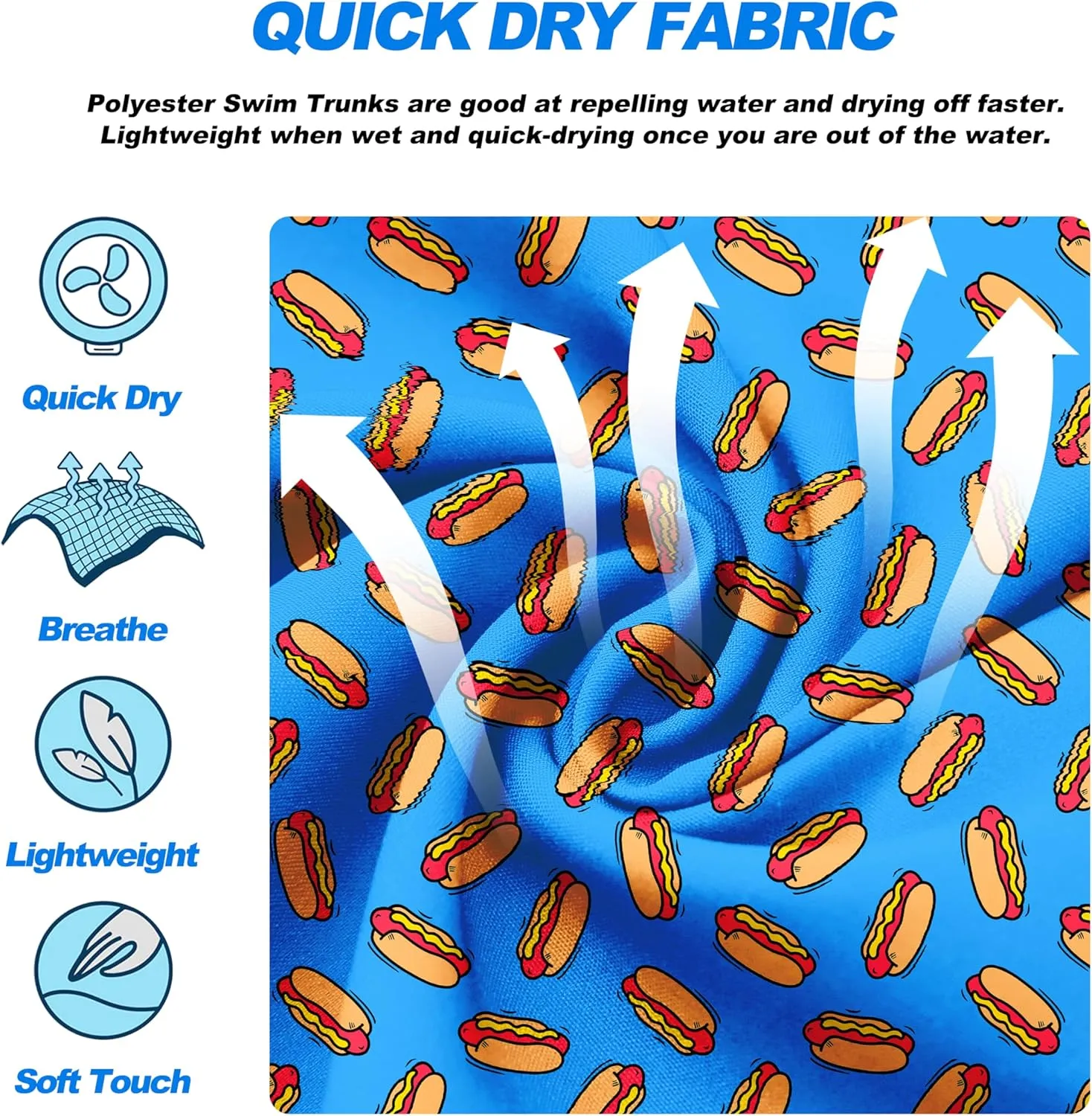 Mens Swim Trunks Quick Dry Board Shorts with Mesh Lining, Breathable Surf Beach Shorts Swimwear Bathing Suits