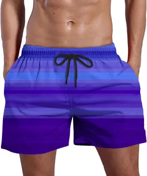 Men's Swim Trunks Quick Dry Shorts Board Solid Blue Mens Surfing Loose Plus Size Big and Tall Casual Swimming Bathing