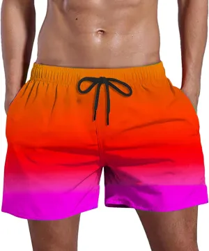 Men's Swim Trunks Quick Dry Shorts Board Solid Blue Mens Surfing Loose Plus Size Big and Tall Casual Swimming Bathing