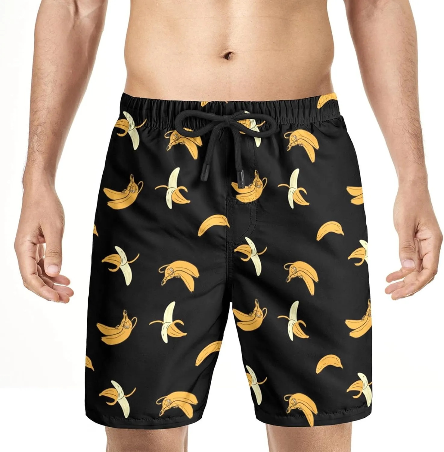 Mens Swim Trunks Quick Dry Swim Plus Size Print Shorts with Big and Tall Funny Surfing Beach Swimwear Bathing Suits