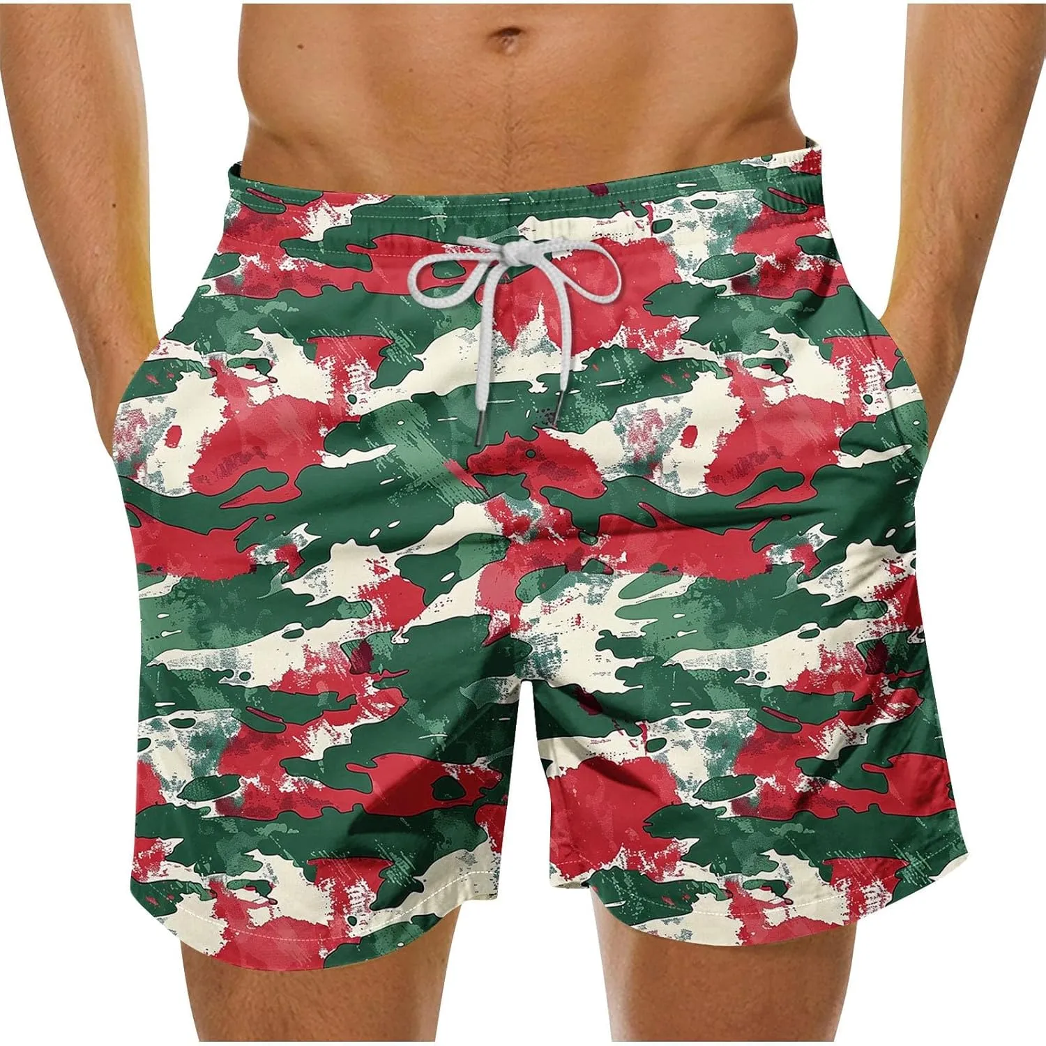 Mens Swim Trunks Quick Dry Swimming Board Shorts Breathable Fit Hawaii Beach Shorts Bathing Suits with Pockets