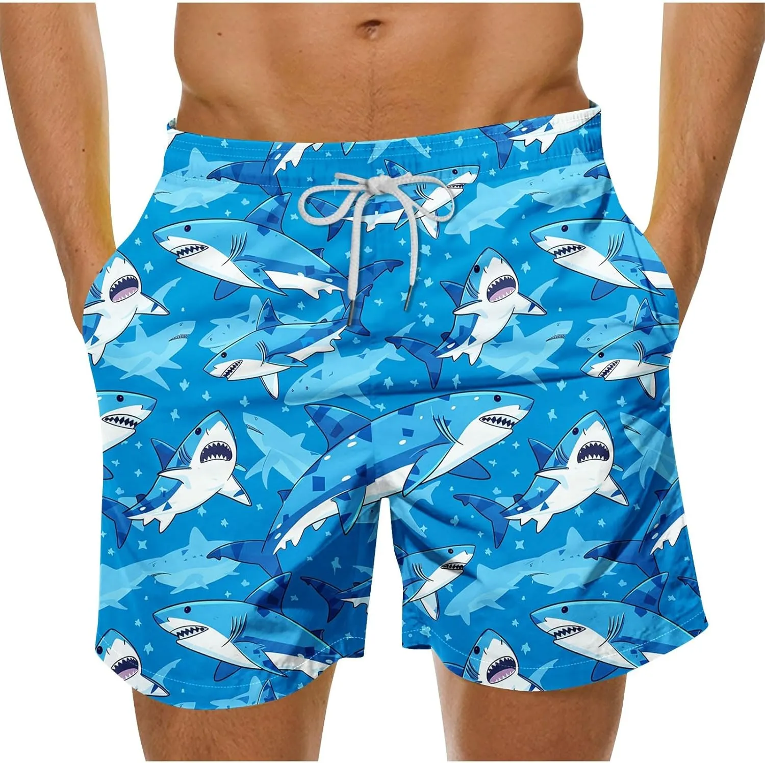 Mens Swim Trunks Quick Dry Swimming Board Shorts Breathable Fit Hawaii Beach Shorts Bathing Suits with Pockets