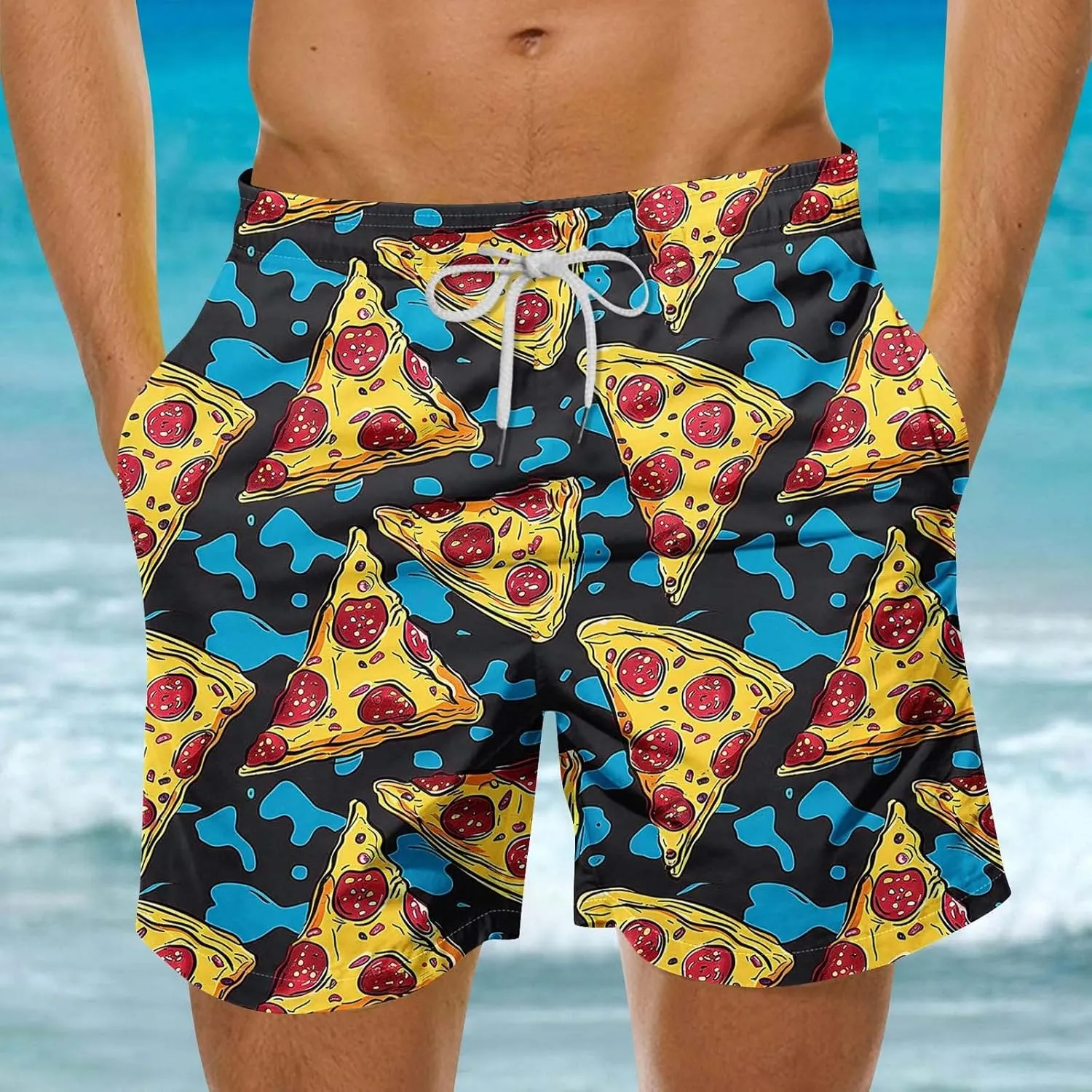 Mens Swim Trunks Quick Dry Swimming Board Shorts Breathable Fit Hawaii Beach Shorts Bathing Suits with Pockets