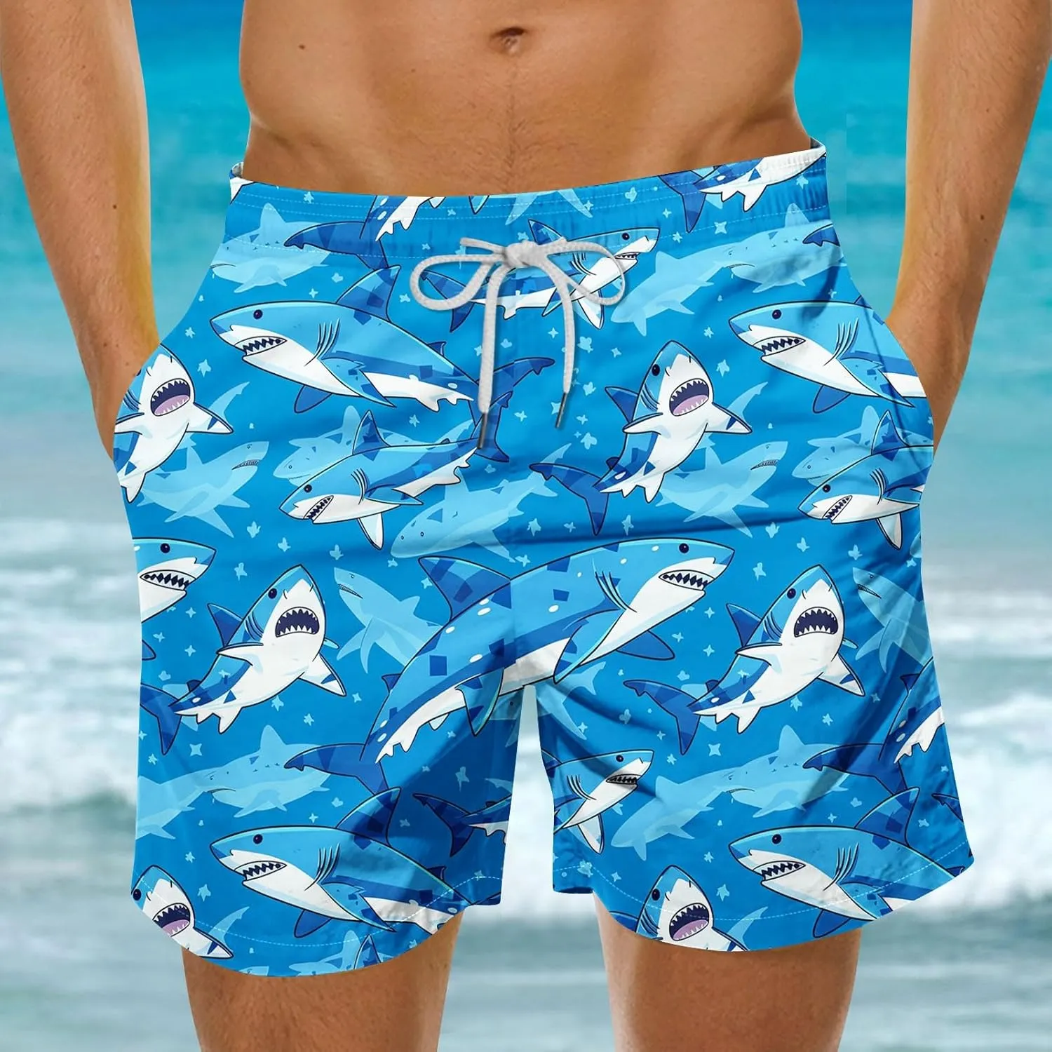 Mens Swim Trunks Quick Dry Swimming Board Shorts Breathable Fit Hawaii Beach Shorts Bathing Suits with Pockets