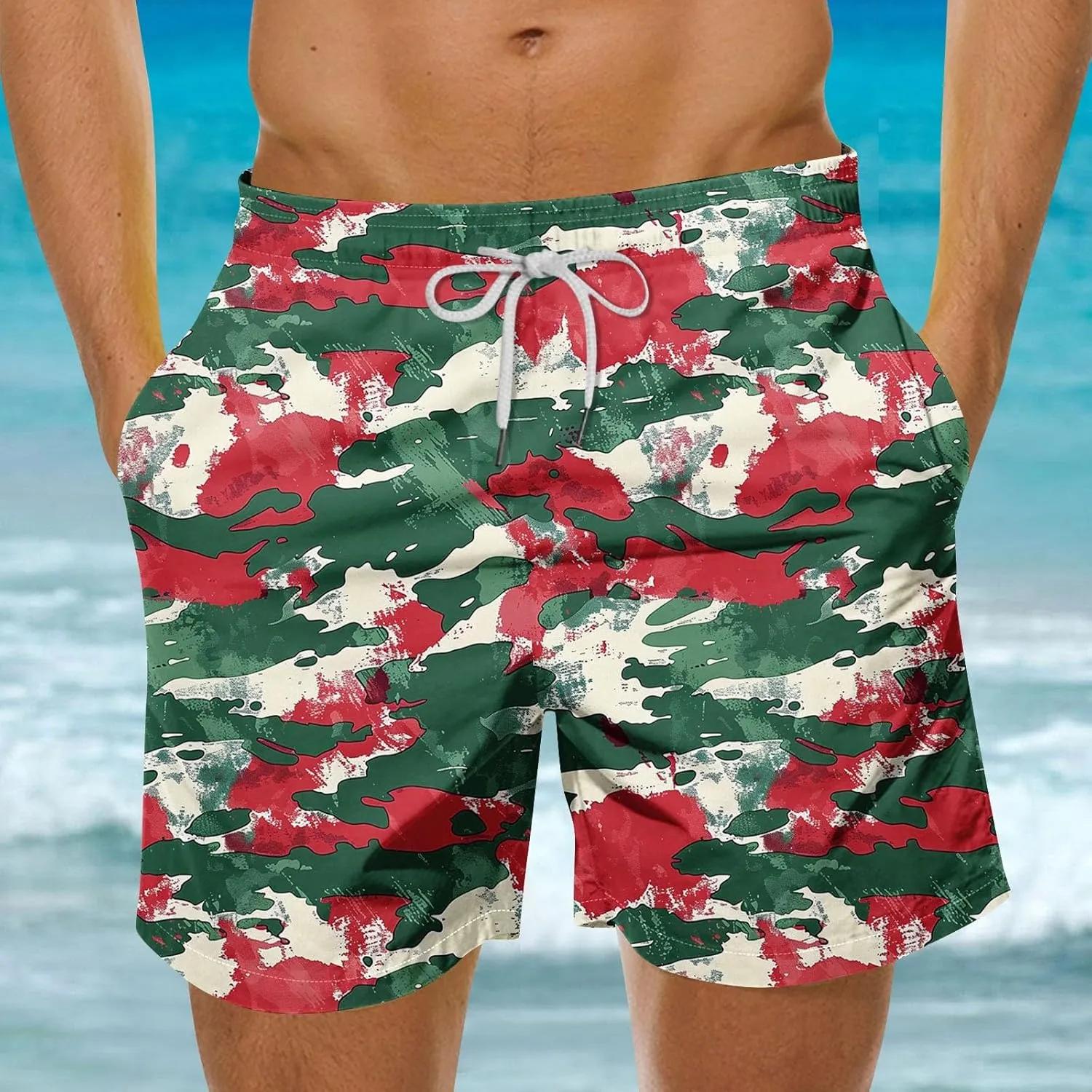 Mens Swim Trunks Quick Dry Swimming Board Shorts Breathable Fit Hawaii Beach Shorts Bathing Suits with Pockets