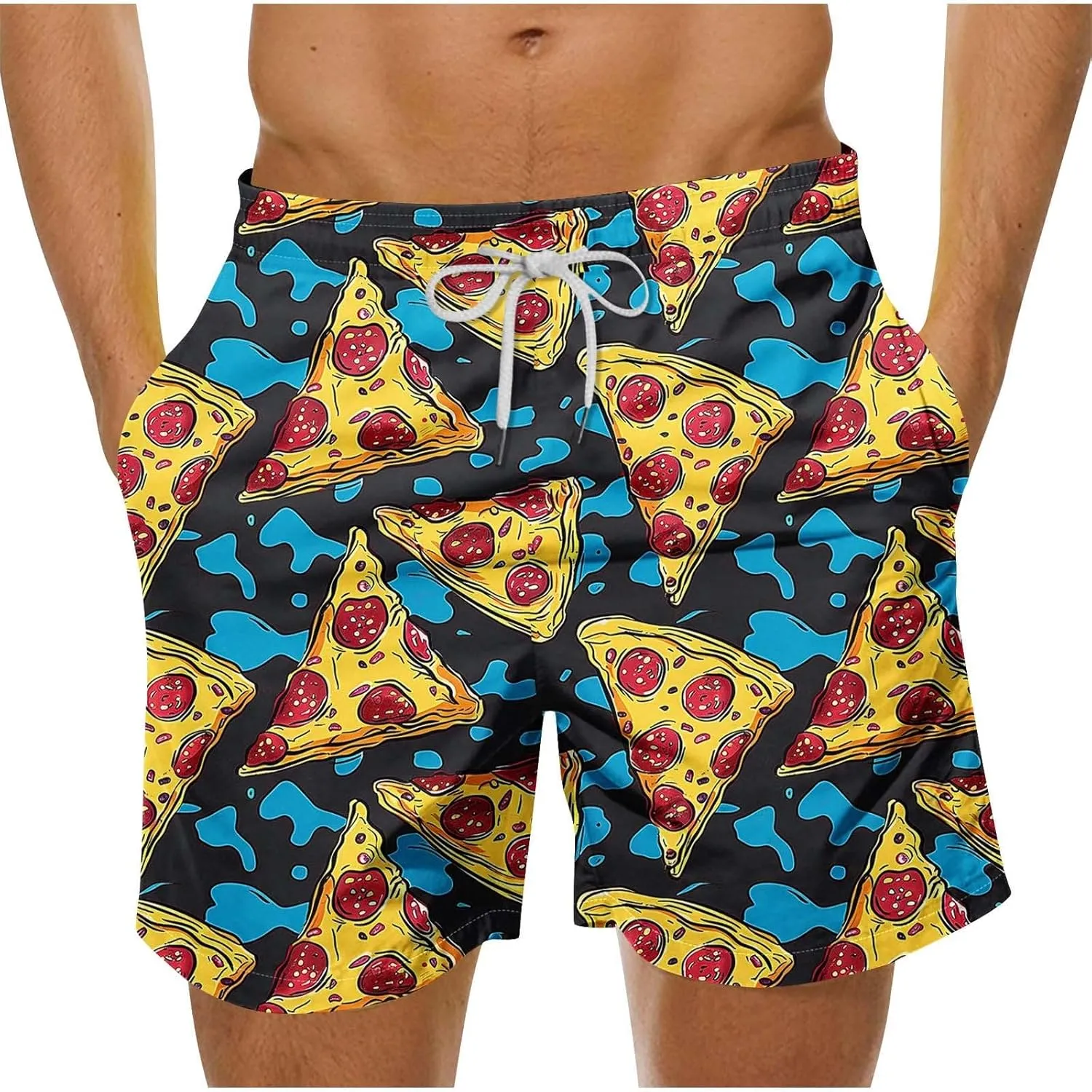 Mens Swim Trunks Quick Dry Swimming Board Shorts Breathable Fit Hawaii Beach Shorts Bathing Suits with Pockets