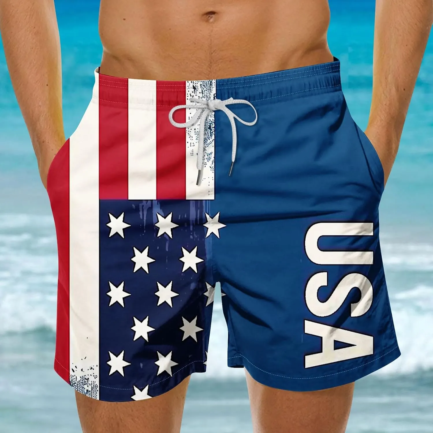 Mens Swim Trunks Quick Dry Swimming Board Shorts Breathable Fit Hawaii Beach Shorts Bathing Suits with Pockets