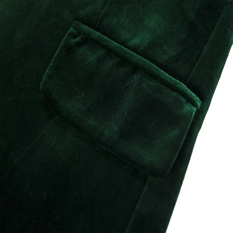 Mens Velvet Blazer Slim Fit Stylish Suit Jacket 1 Button Notched Lapel Sport Coat Tuxedo for Party Prom Dinner