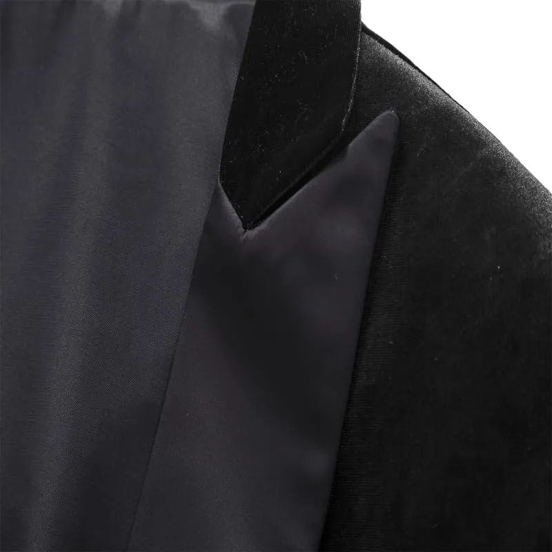 Mens Velvet Blazer Slim Fit Stylish Suit Jacket 1 Button Notched Lapel Sport Coat Tuxedo for Party Prom Dinner