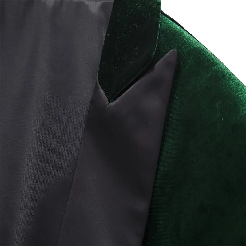 Mens Velvet Blazer Slim Fit Stylish Suit Jacket 1 Button Notched Lapel Sport Coat Tuxedo for Party Prom Dinner