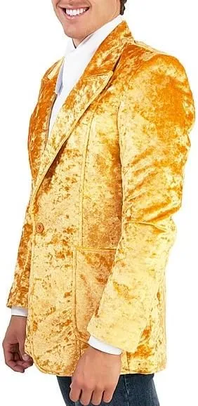 Men's Vintage 70s Velvet Suit Slim Fit Blazer Jacket for Weddings,Parties,and Formal Events Tuxedo