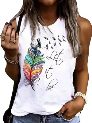 MHTOR Whisper Words of Wisdom Dragonfly Tank Summer Casual Beach Camping Party Women's Loose Sleeveless top T-Shirt Vest
