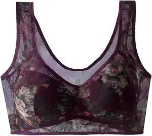 New Elle - Bloom Ice Silk Lace Cooling Comfort Bra 2024, Seamless Wireless Push up Bras for Women Everyday Underwear