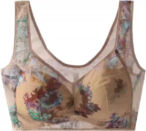 New Elle - Bloom Ice Silk Lace Cooling Comfort Bra 2024, Seamless Wireless Push up Bras for Women Everyday Underwear