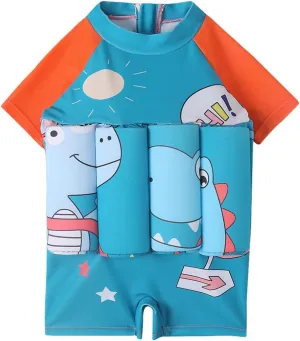 ODASDO Kids Baby Boy Girl One-Piece Floatation Swimsuit Short Sleeve Float Suit with Adjustable Buoyancy Bathing Suit