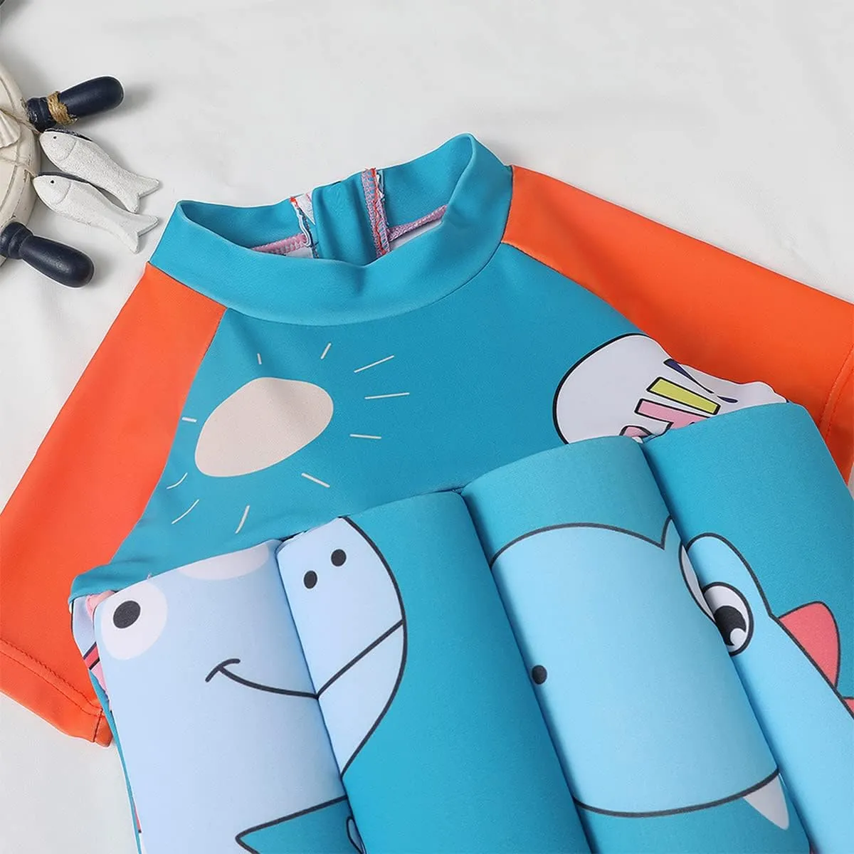 ODASDO Kids Baby Boy Girl One-Piece Floatation Swimsuit Short Sleeve Float Suit with Adjustable Buoyancy Bathing Suit