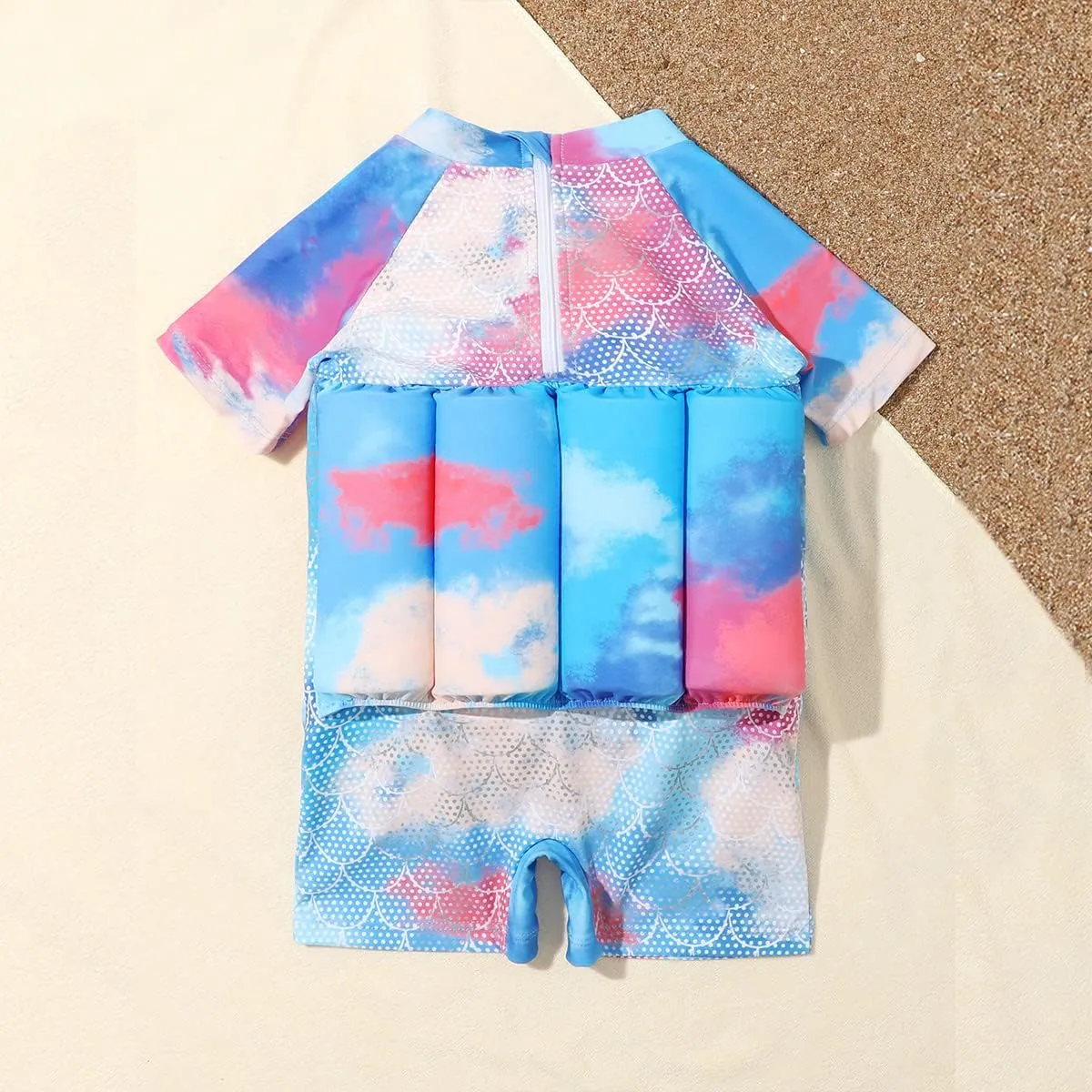 ODASDO Kids Baby Boy Girl One-Piece Floatation Swimsuit Short Sleeve Float Suit with Adjustable Buoyancy Bathing Suit