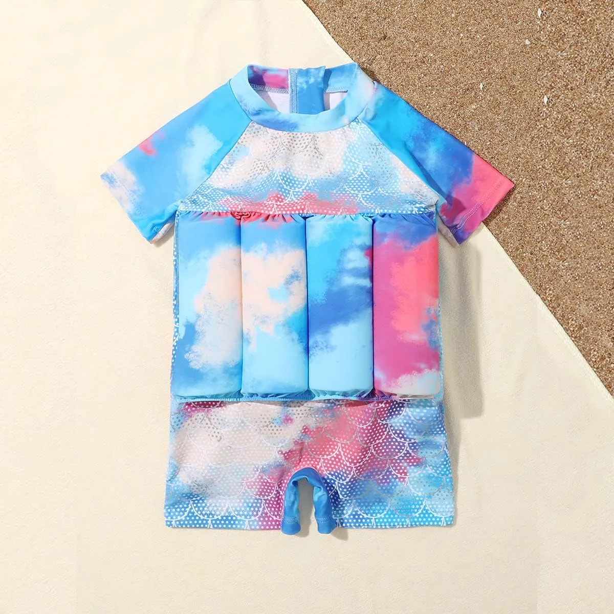 ODASDO Kids Baby Boy Girl One-Piece Floatation Swimsuit Short Sleeve Float Suit with Adjustable Buoyancy Bathing Suit