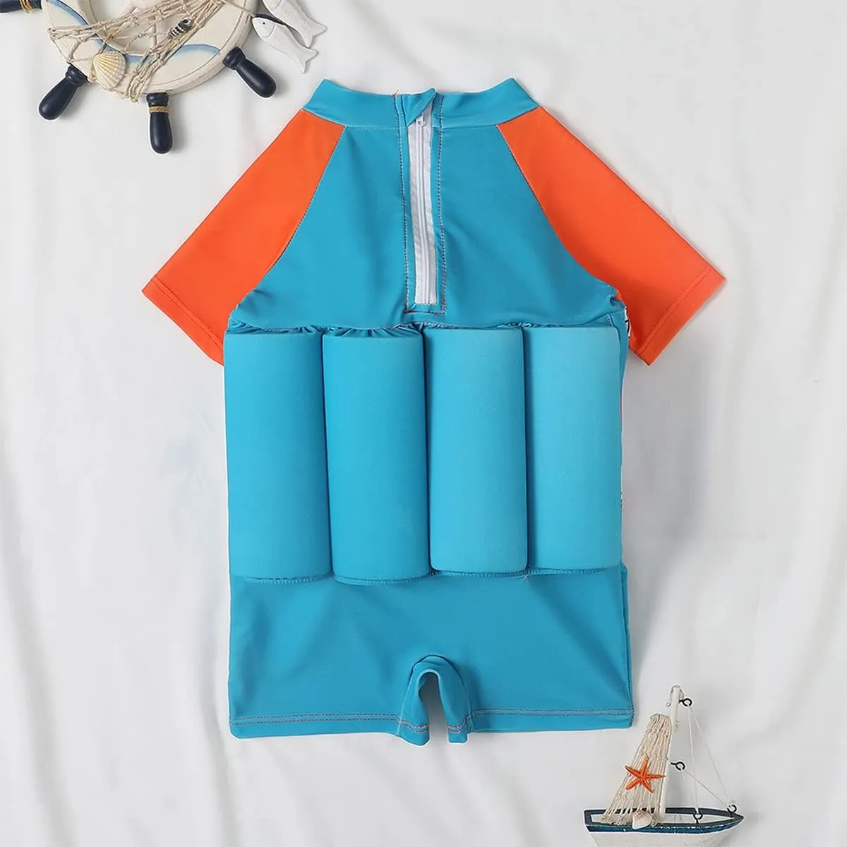 ODASDO Kids Baby Boy Girl One-Piece Floatation Swimsuit Short Sleeve Float Suit with Adjustable Buoyancy Bathing Suit
