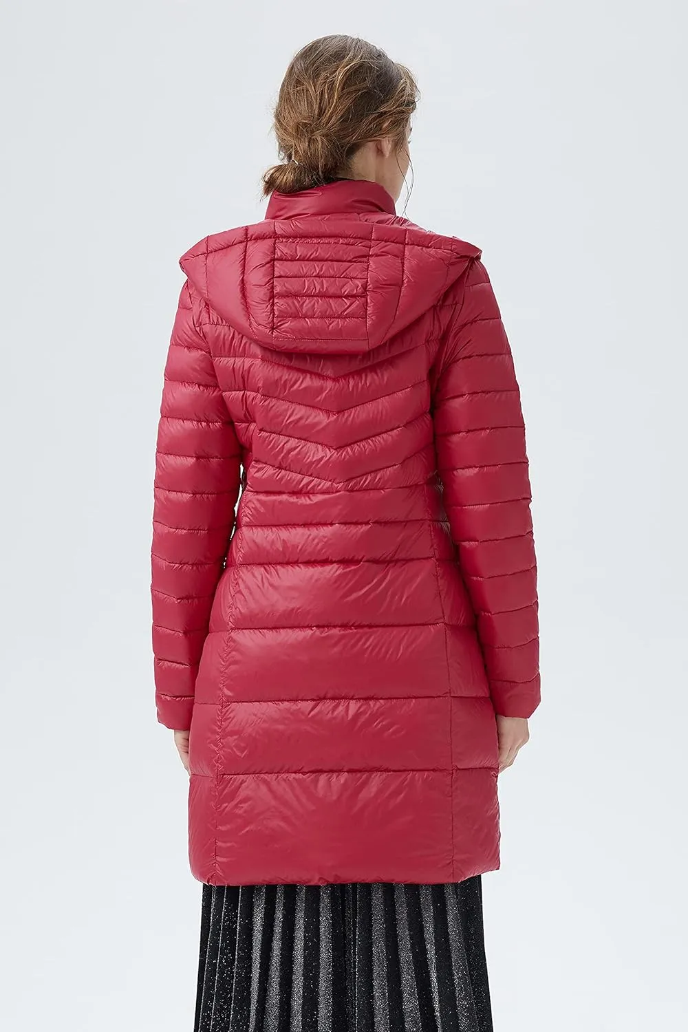 Orolay Women's Lightweight Down Jacket Puffer Warm Long Hooded Winter Coat with Pocket