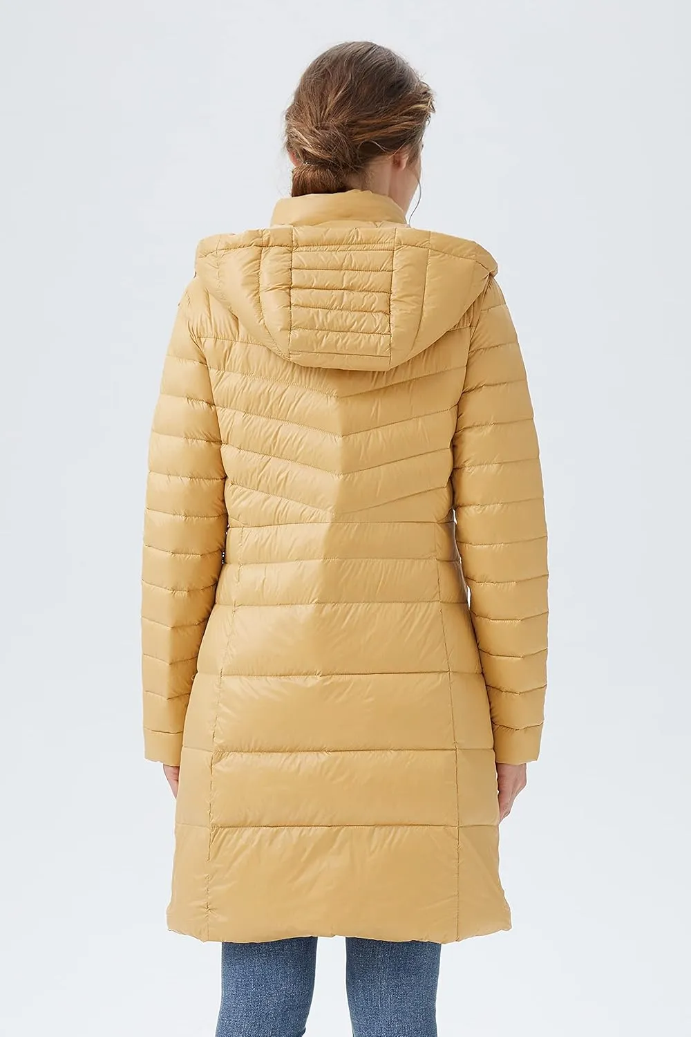 Orolay Women's Lightweight Down Jacket Puffer Warm Long Hooded Winter Coat with Pocket