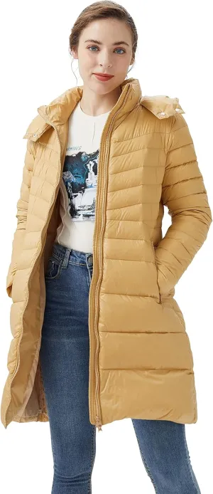 Orolay Women's Lightweight Down Jacket Puffer Warm Long Hooded Winter Coat with Pocket