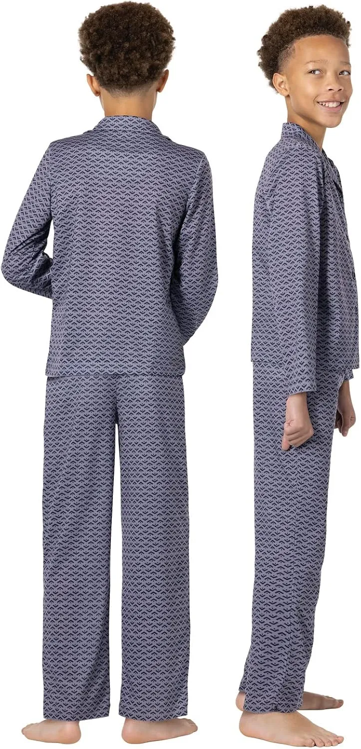 PajamaGram Pajamas for Kids - Kids Long Sleeve Button Down Pajamas with Pants