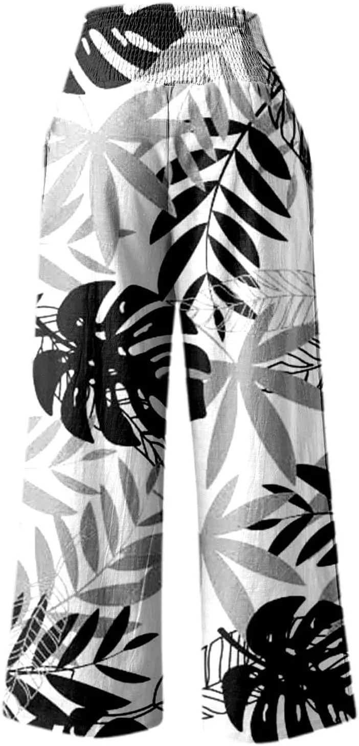 Pants Women Baggy with Tummy Control Crossover Waist and Wide Leg with Pockets-Lounge Lightweight Workout Joggers