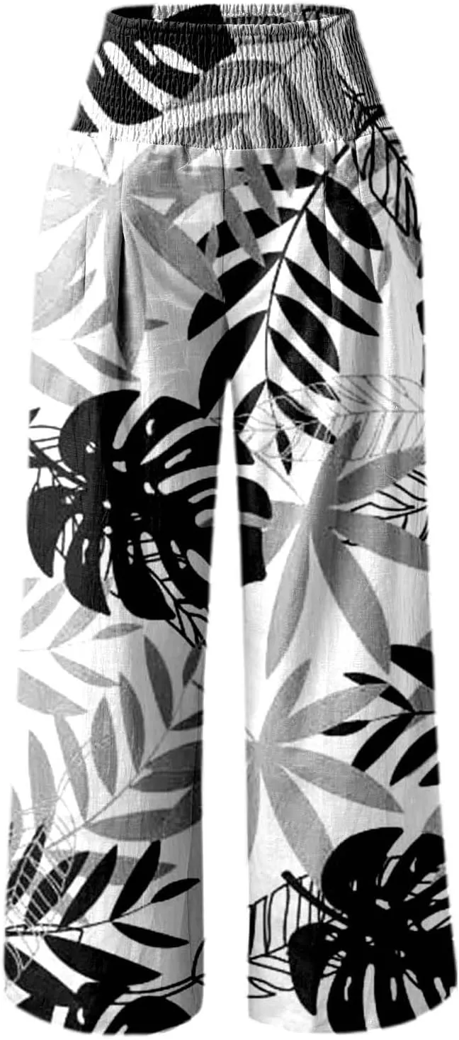 Pants Women Baggy with Tummy Control Crossover Waist and Wide Leg with Pockets-Lounge Lightweight Workout Joggers