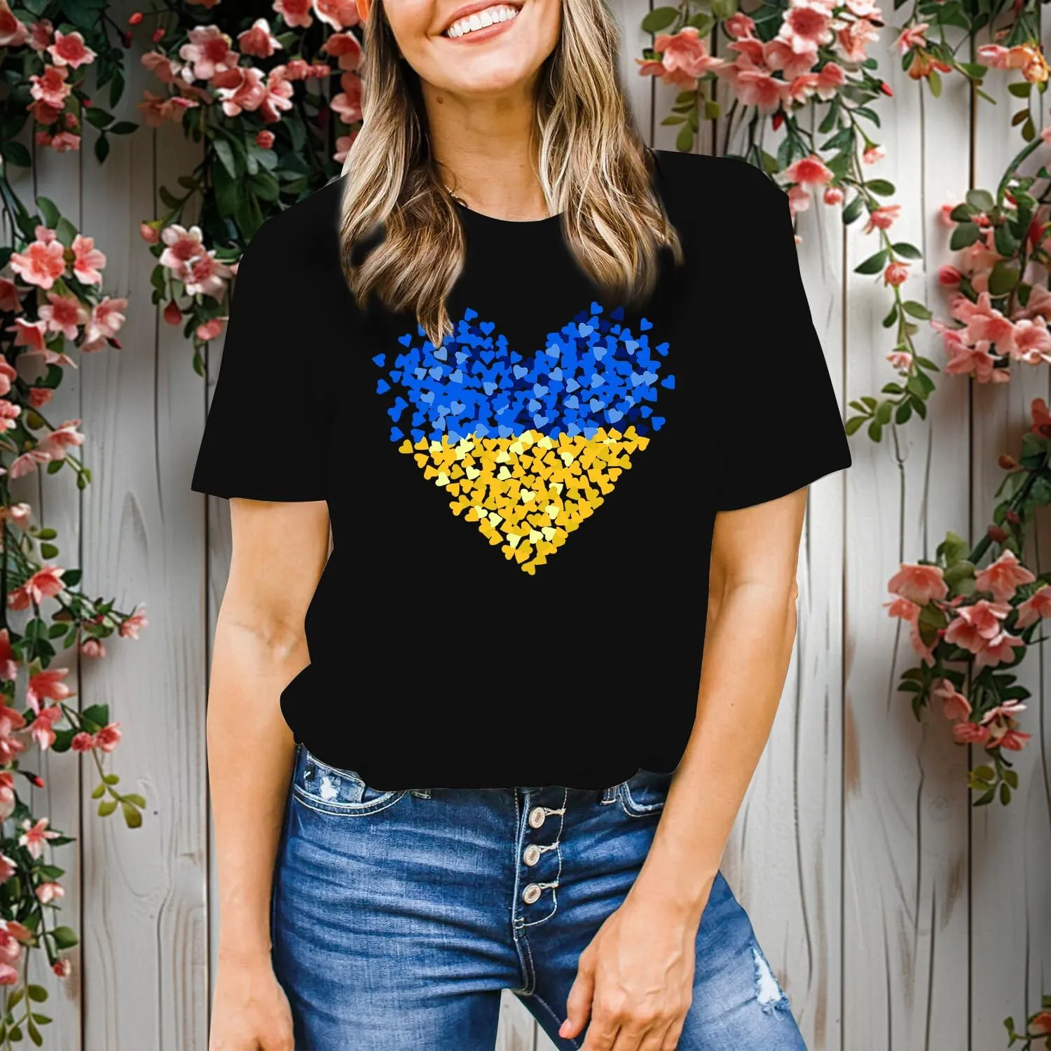 Peace Sign Shirts for Women Love Hippie Tee Tops 60s 70s Inspirational Short Sleeves