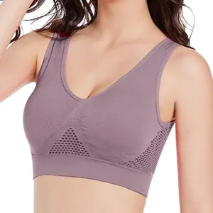 Plus Size Sports Bras for Women Push Up Seamless Bras Comfy Breathable Full Coverage Tank Tops Bralettes Yoga Workout