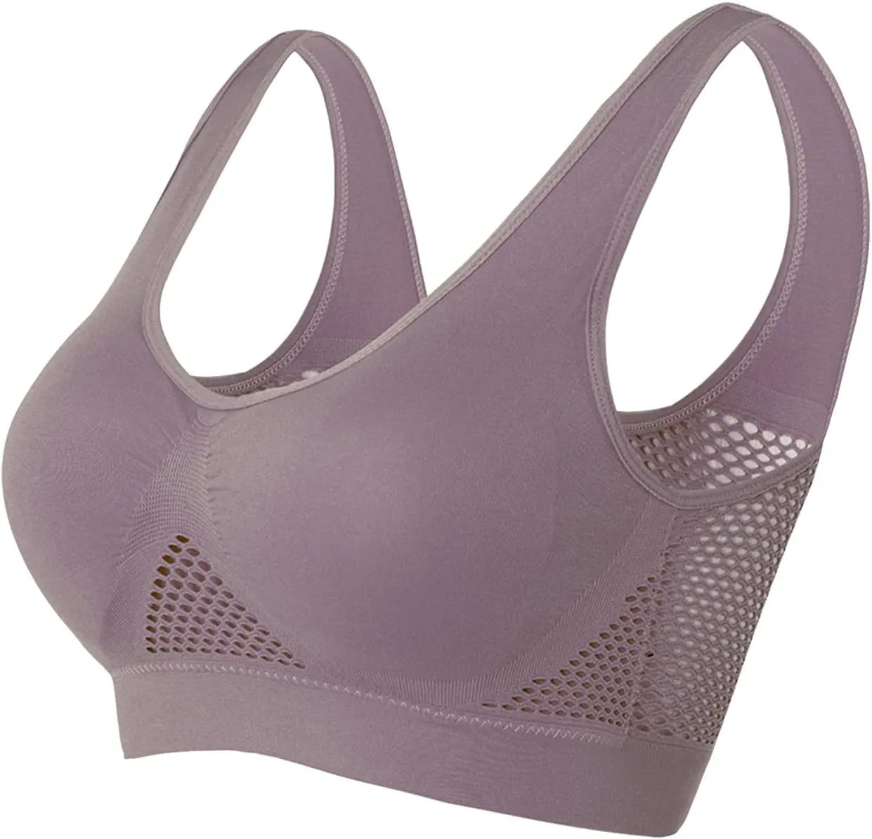 Plus Size Sports Bras for Women Push Up Seamless Bras Comfy Breathable Full Coverage Tank Tops Bralettes Yoga Workout