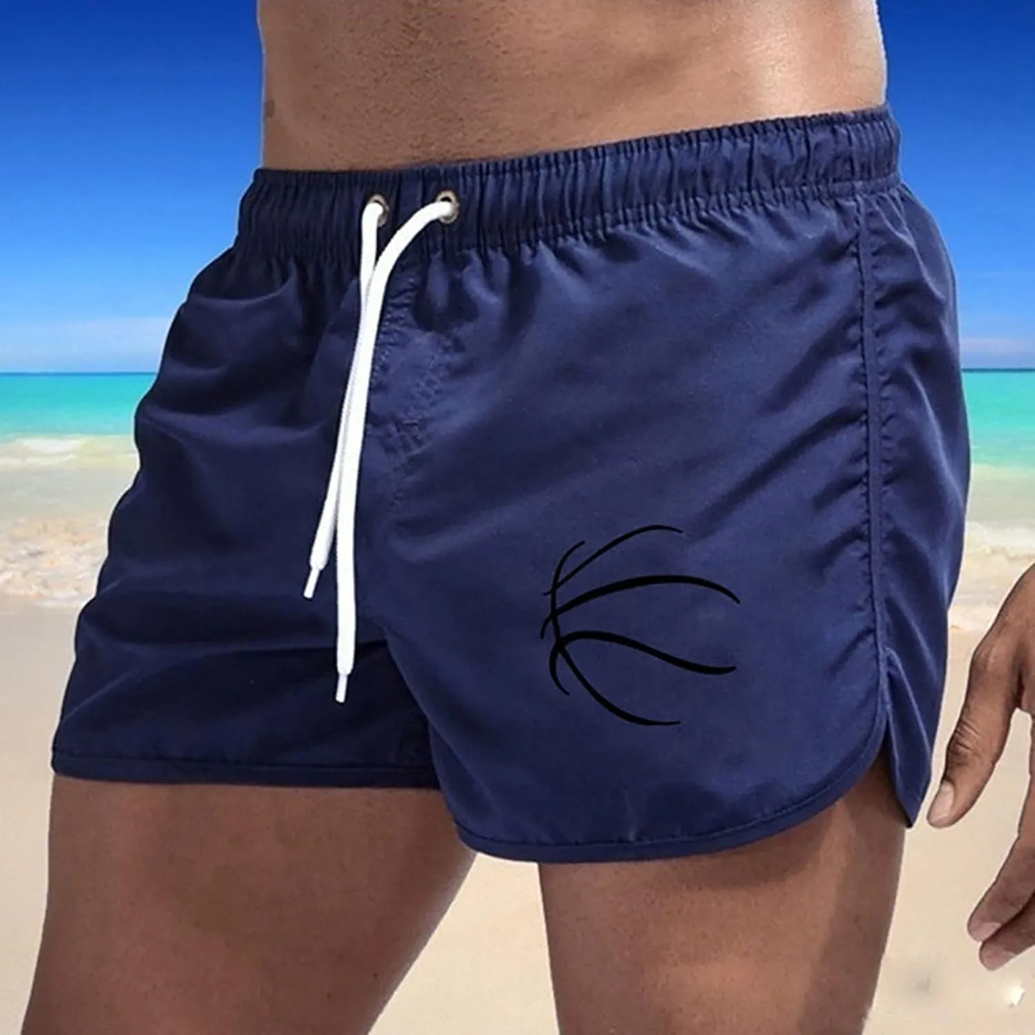 Plus Zize Running Shorts for Men Dolphin Elastic Waist Workout Drawstring Shorts Summer Casual Comfy Athletic Shorts