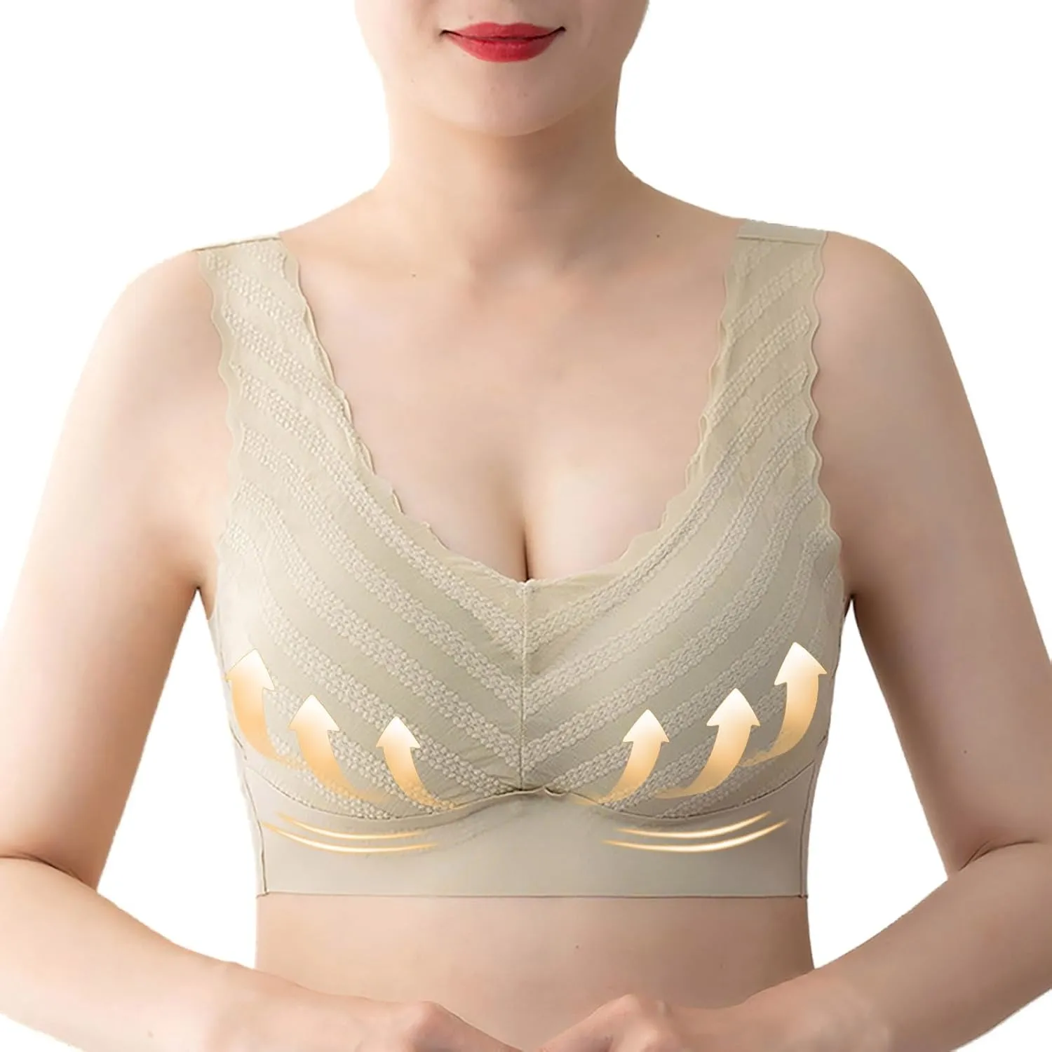 Push Up Bras for Women, Soft Cooling Bras Full Coverage Bras Wireless Bras with Support and Lift Non Padded Bralette