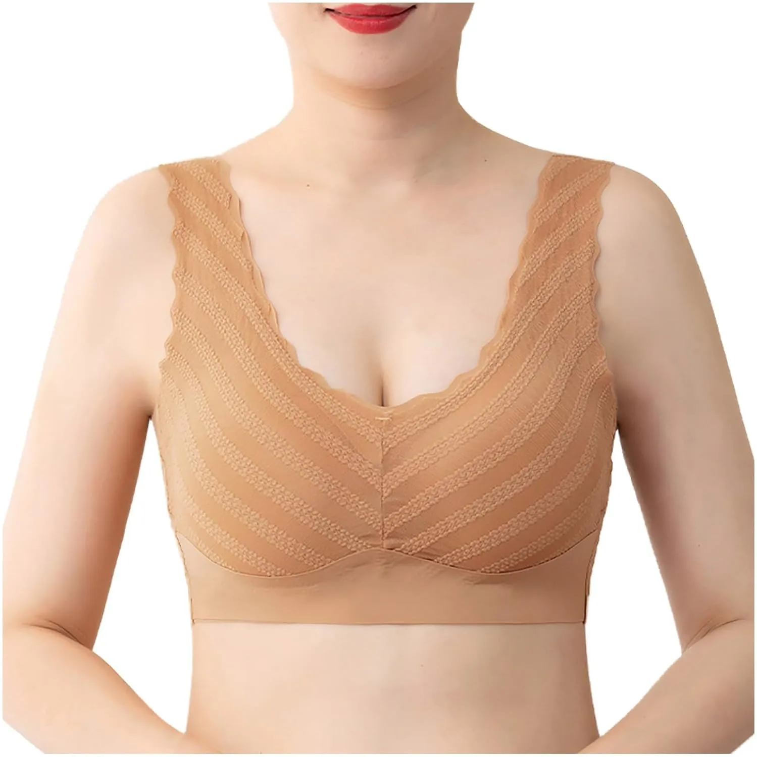 Push Up Bras for Women, Soft Cooling Bras Full Coverage Bras Wireless Bras with Support and Lift Non Padded Bralette