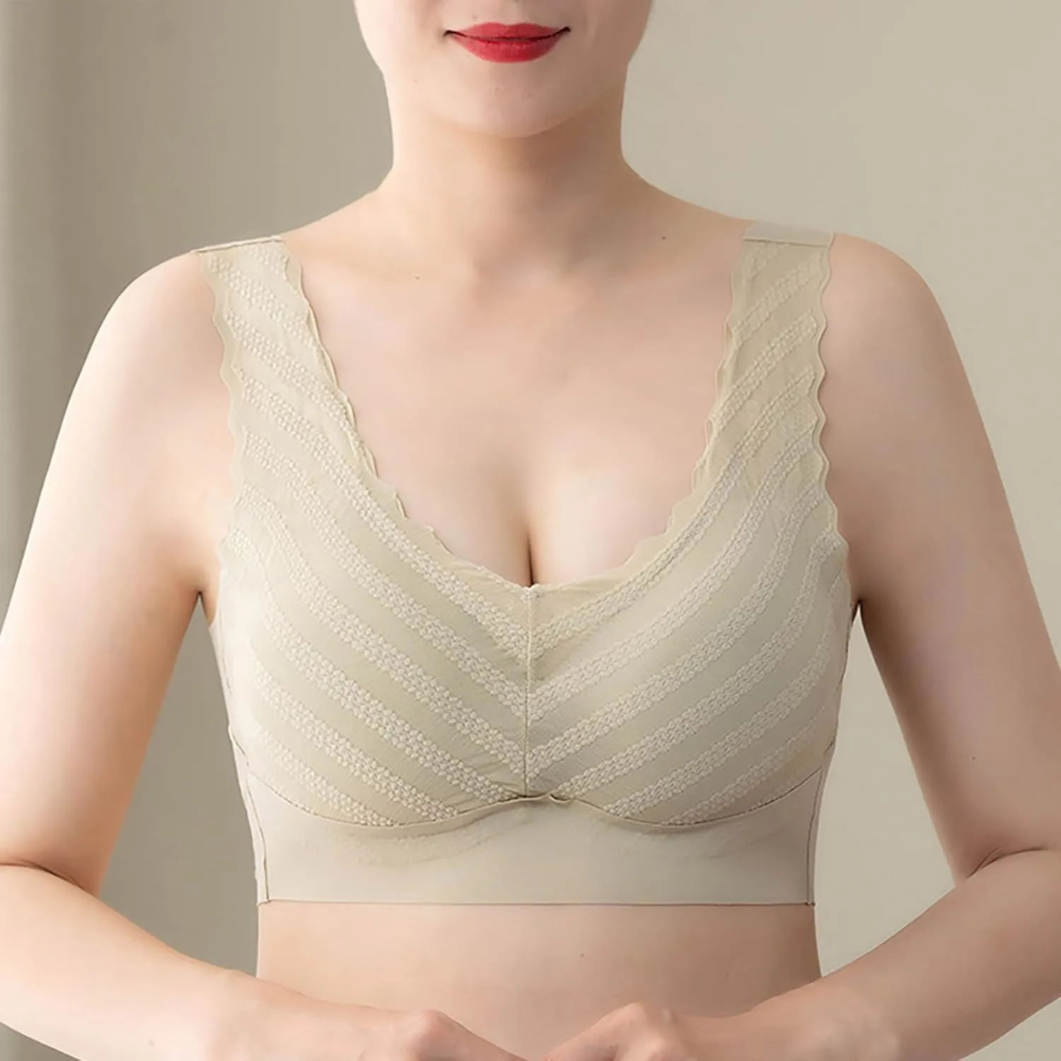 Push Up Bras for Women, Soft Cooling Bras Full Coverage Bras Wireless Bras with Support and Lift Non Padded Bralette