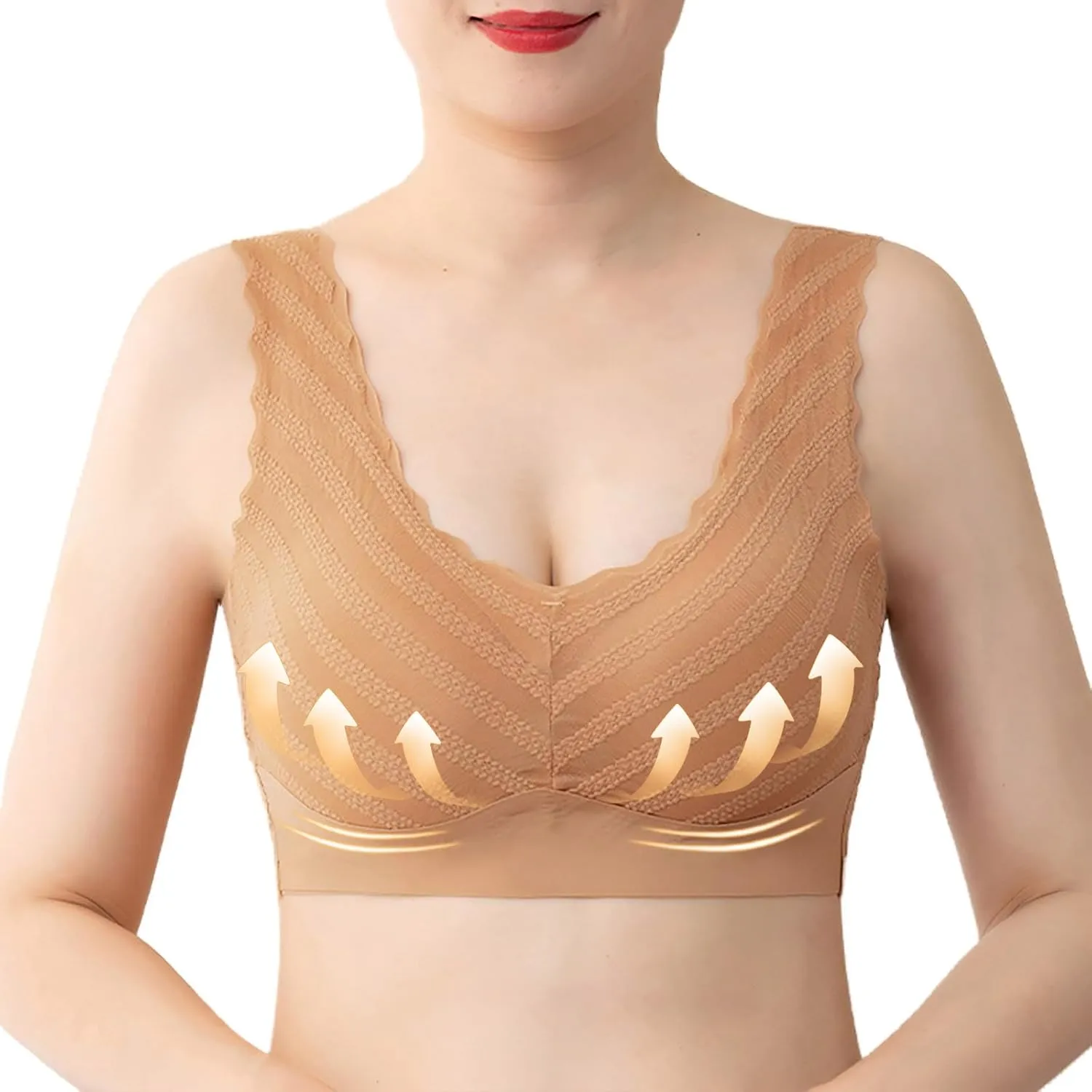 Push Up Bras for Women, Soft Cooling Bras Full Coverage Bras Wireless Bras with Support and Lift Non Padded Bralette
