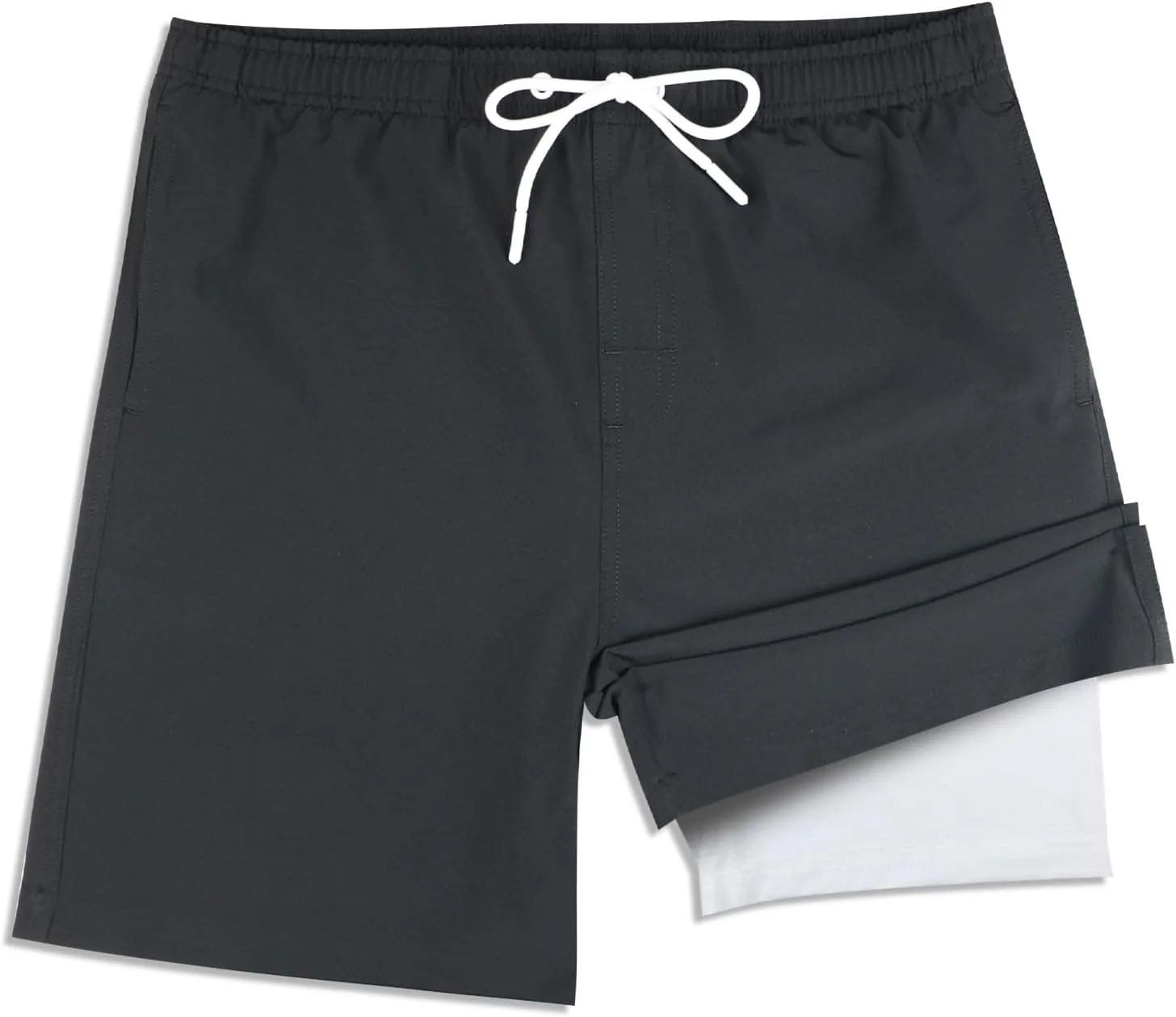 QRANSS Boys Swim Trunks with Compression Liner,No Mesh Anti-Chafing Comfy Swimming Trunks with Boxer Brief Liner,Size 6-20