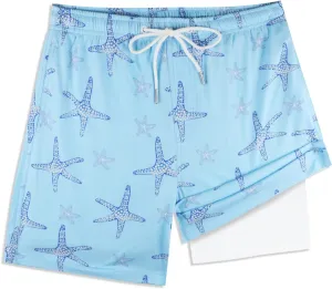 QRANSS Boys Swim Trunks with Compression Liner,No Mesh Anti-Chafing Comfy Swimming Trunks with Boxer Brief Liner,Size 6-20