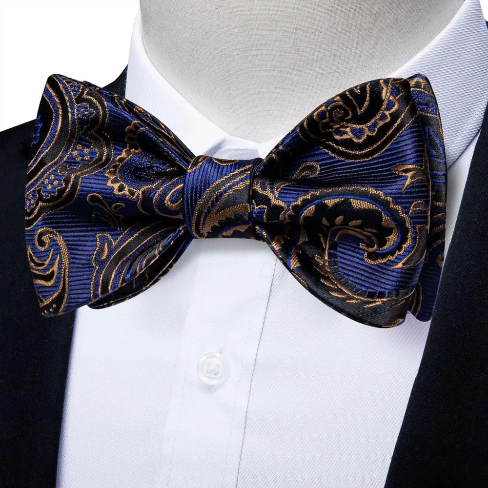 Retro Self-Tie Bowties for Man Accessories Pocket Square Cufflinks Sets Silk Wedding Bow Ties Gift