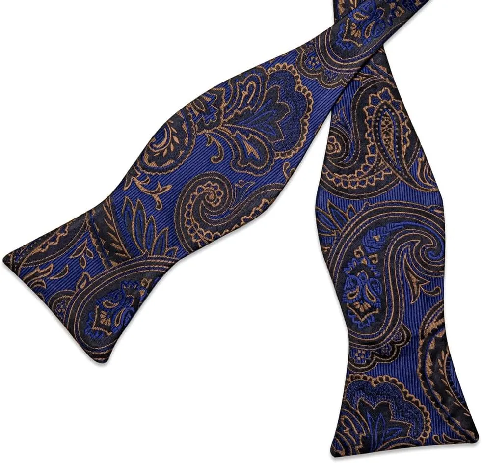 Retro Self-Tie Bowties for Man Accessories Pocket Square Cufflinks Sets Silk Wedding Bow Ties Gift