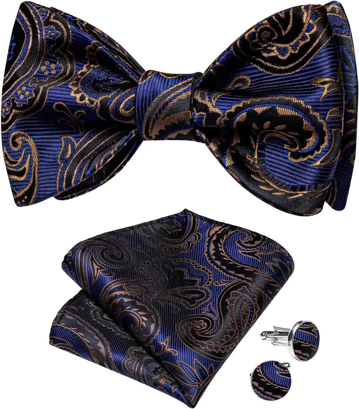 Retro Self-Tie Bowties for Man Accessories Pocket Square Cufflinks Sets Silk Wedding Bow Ties Gift