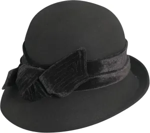 Scala Women's Wool Felt Cloche with Velvet Bow